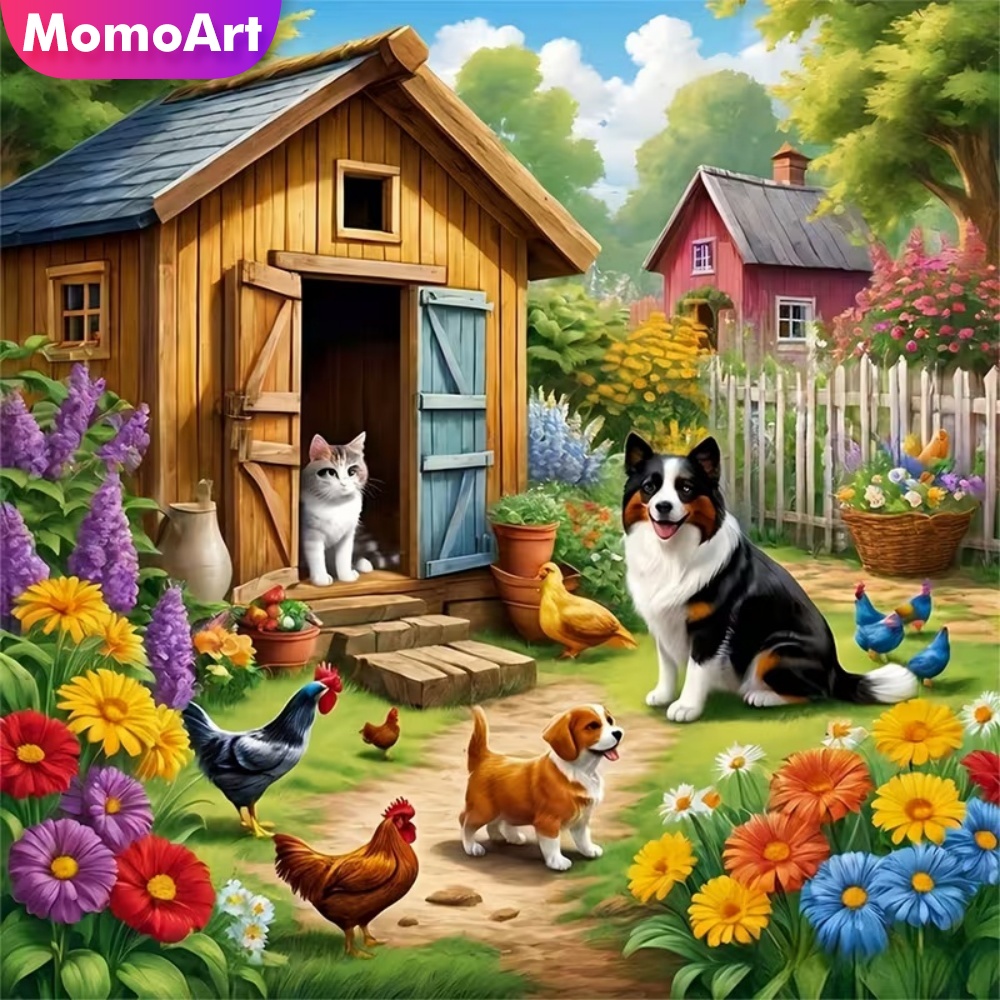 Art Craft Hobbies - Momoart DIY ダイヤモンドペインティング犬小屋猫新着クラフトキットダイヤモンドモザイク動物刺繍壁アート手作り趣味