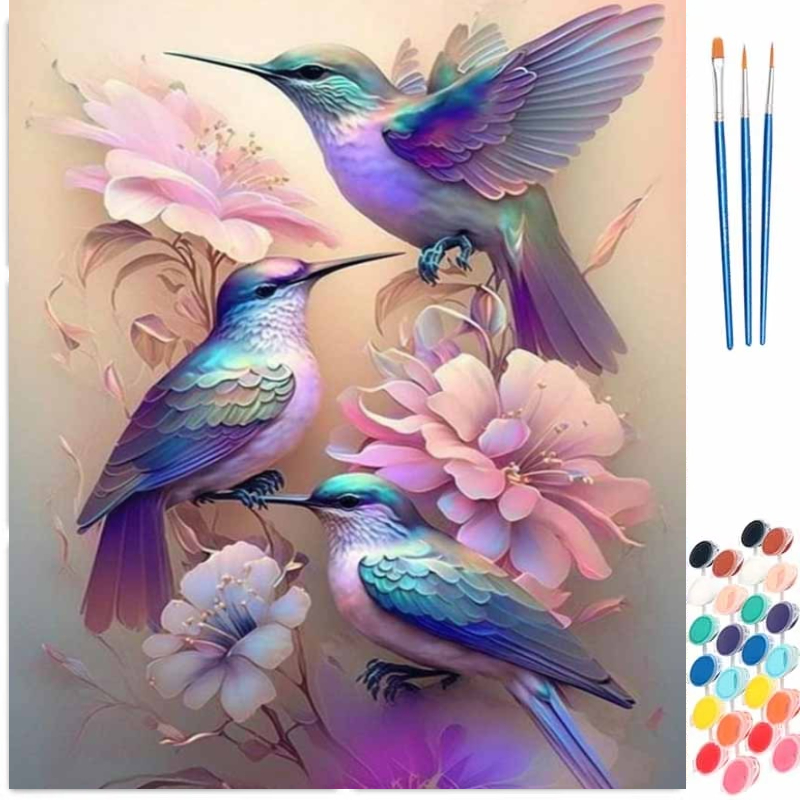 Art Craft Game - 大人向けペイント・バイ・ナンバーズキット 初心者向け 40X50CM 紫色の鳥 DIY キャンバス絵画