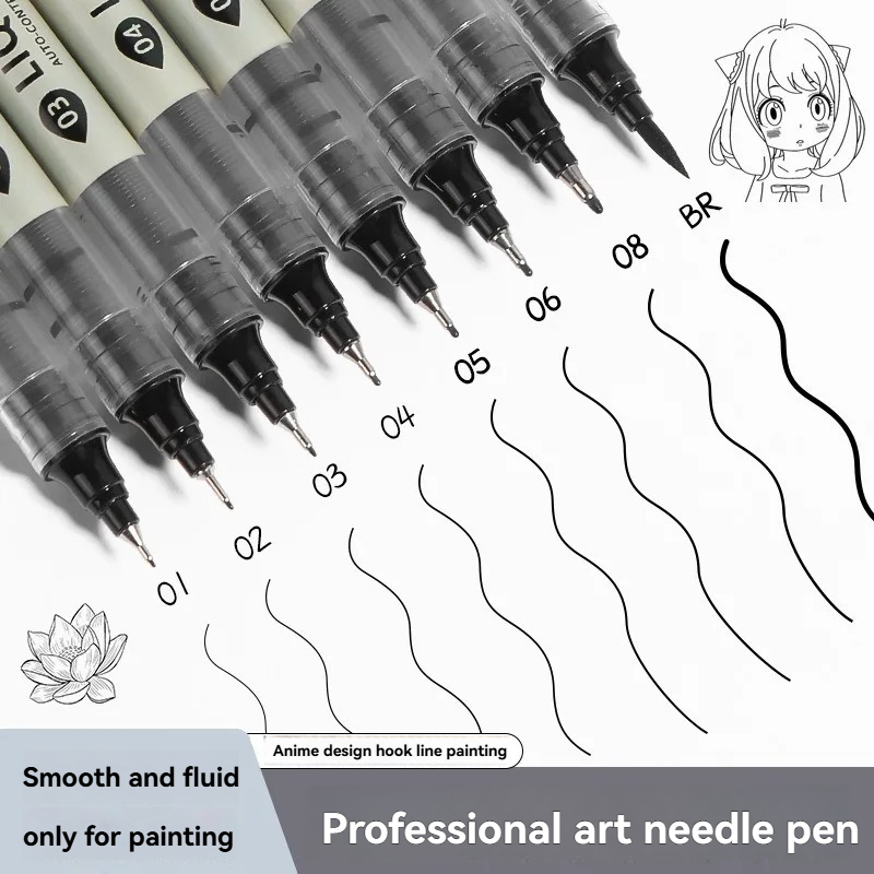 Copic Marker Sketch - 12本入りブラック細字ペン、多用途細線スケッチマーカー、漫画アート＆カリグラフィー文具用