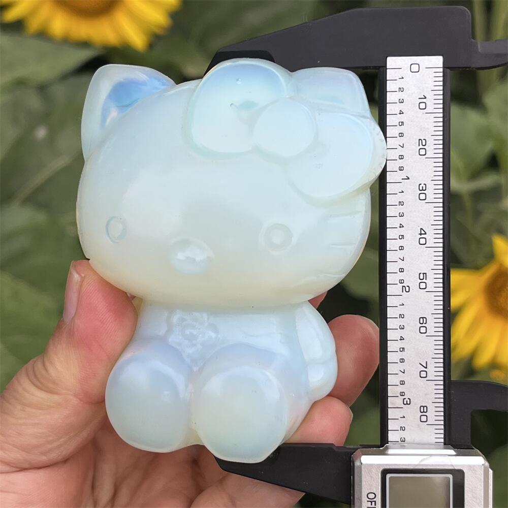 Tv Art And Craft - 8.4cm サンリオ ハローキティ KTキャット オパライトクォーツ彫刻 研磨済みヒーリングフィギュア