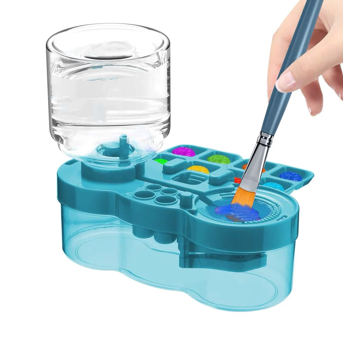 Watercolor Brush Pen - 排水ボタン付きペイントブラシウォッシャー自動水循環水彩ペンクリーンバケットアートペイントブラシクリーニングツール