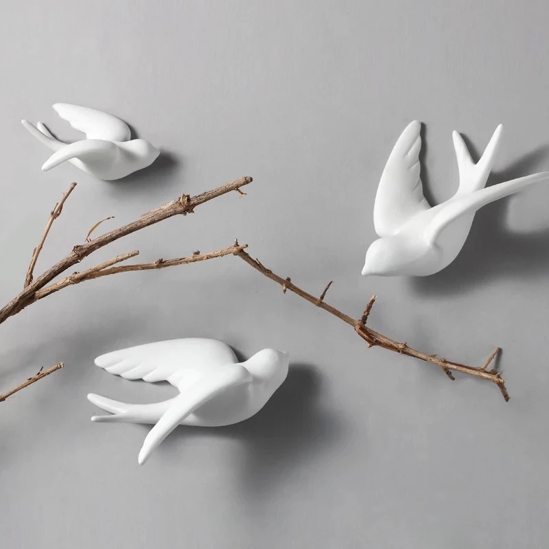 Art Craft Background - クリエイティブなセラミックの鳥の壁掛け,3D壁画,芸術的な装飾,創造的な工芸品,リビングルーム,ソファ,テレビの背景