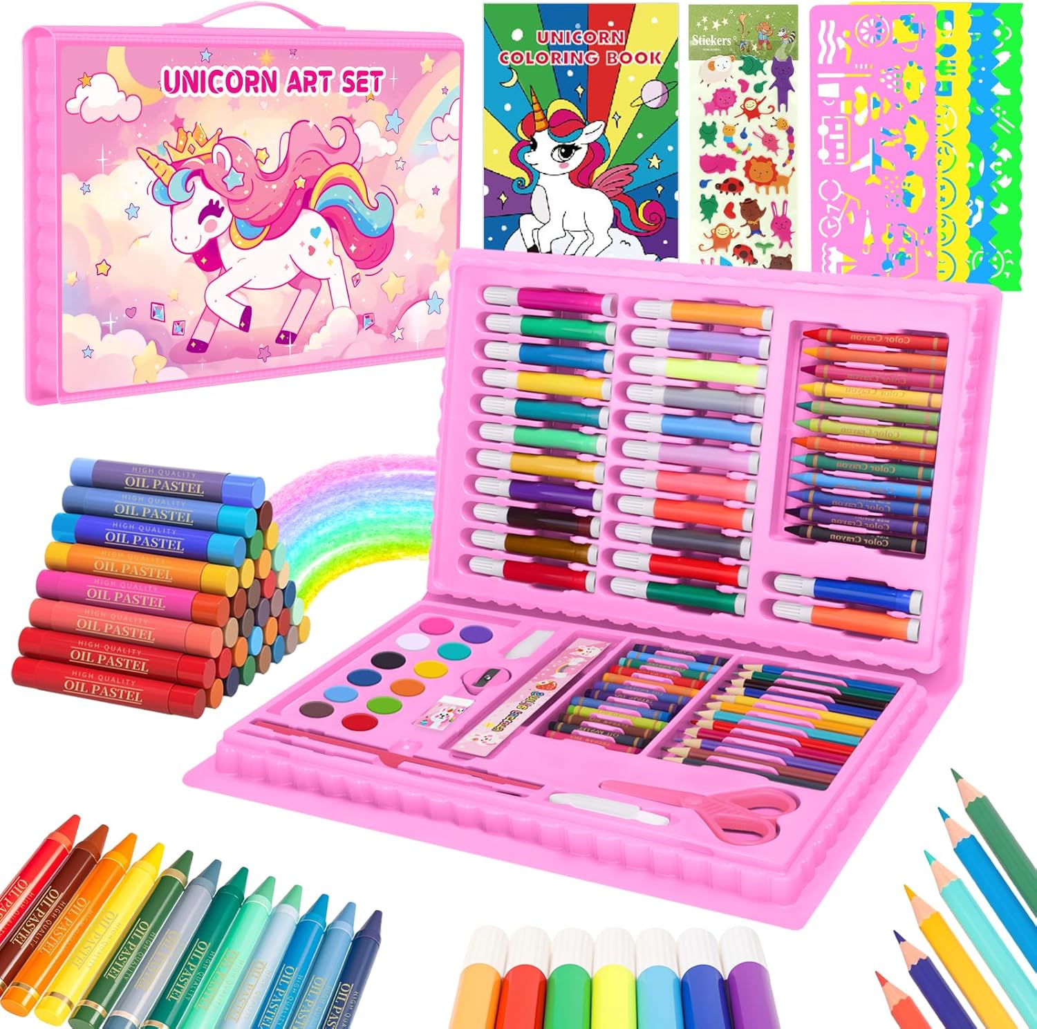 Watercolor Brush Pen - 子供向け塗り絵セット、クレヨン、色鉛筆、マーカー、スケッチブック、水彩絵の具付きの恐竜の絵と塗り絵セット
