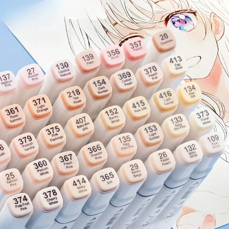 Copic Marker Sketch - 6/12/24/30 色の肌のトーンデュアルヘッドマーカーセット絵画描画蛍光ペン学校画材アーティストのための韓国文具