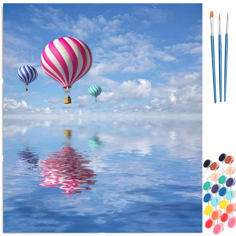 Tv Art And Craft - 数字で描くキャンバス絵画キット 海辺の風景 DIYアート アクリル絵の具 数字で描く絵 ストーンマウンテン