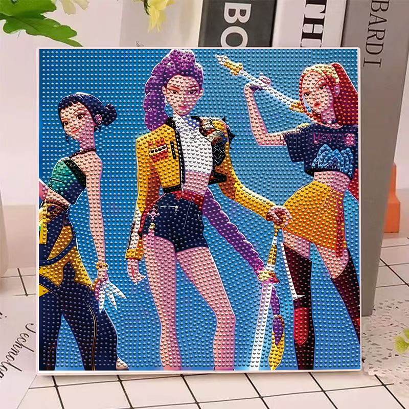 Art Craft Tools - アニメハンターズ ガールズ ルミ ミラ ゾイ ダイヤモンドペインティングキット