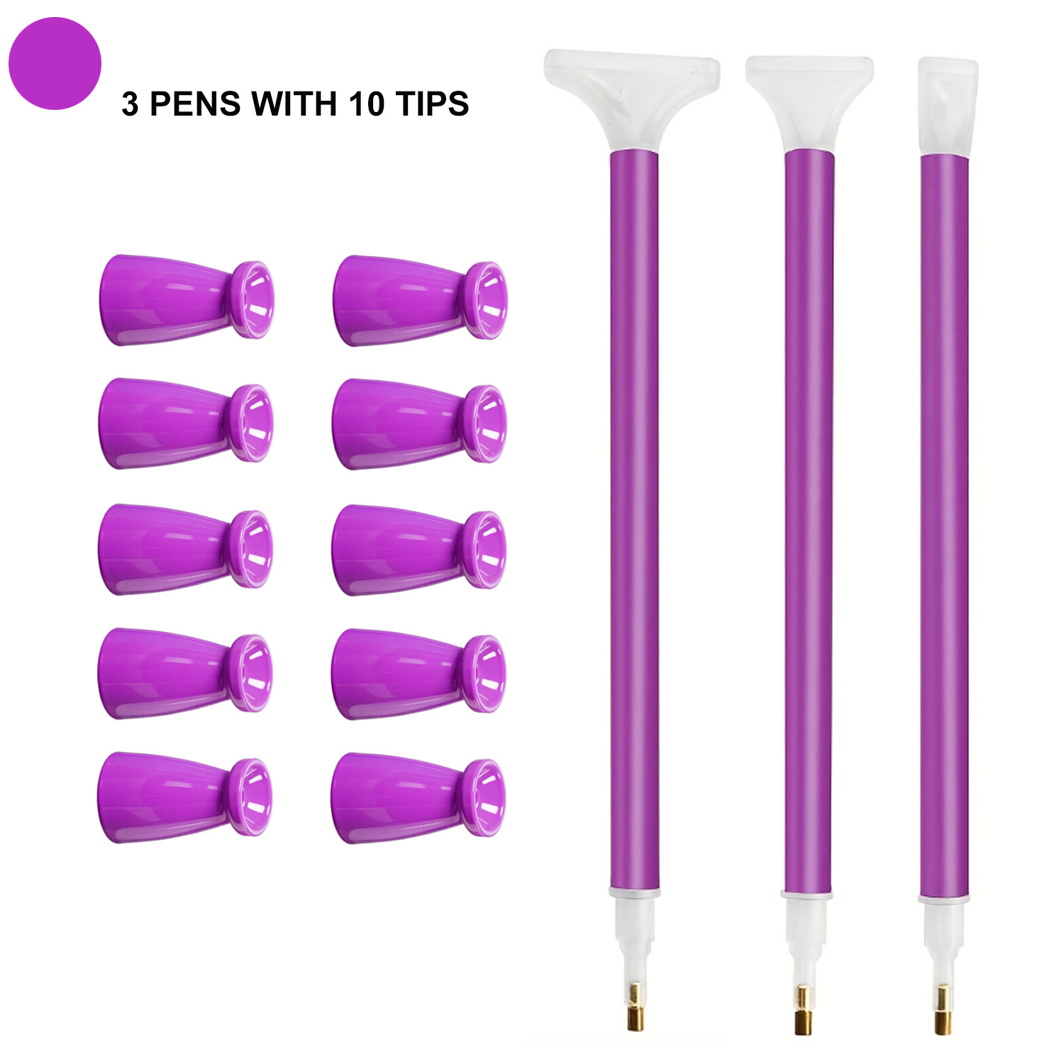 Art Craft Tools - 10個のシリコンチップと3本のペンが入ったダイヤモンドペインティングペンセット、ワックス不要、電気不要のダイヤモンドアートツールアクセサリー、DIYクラフト用