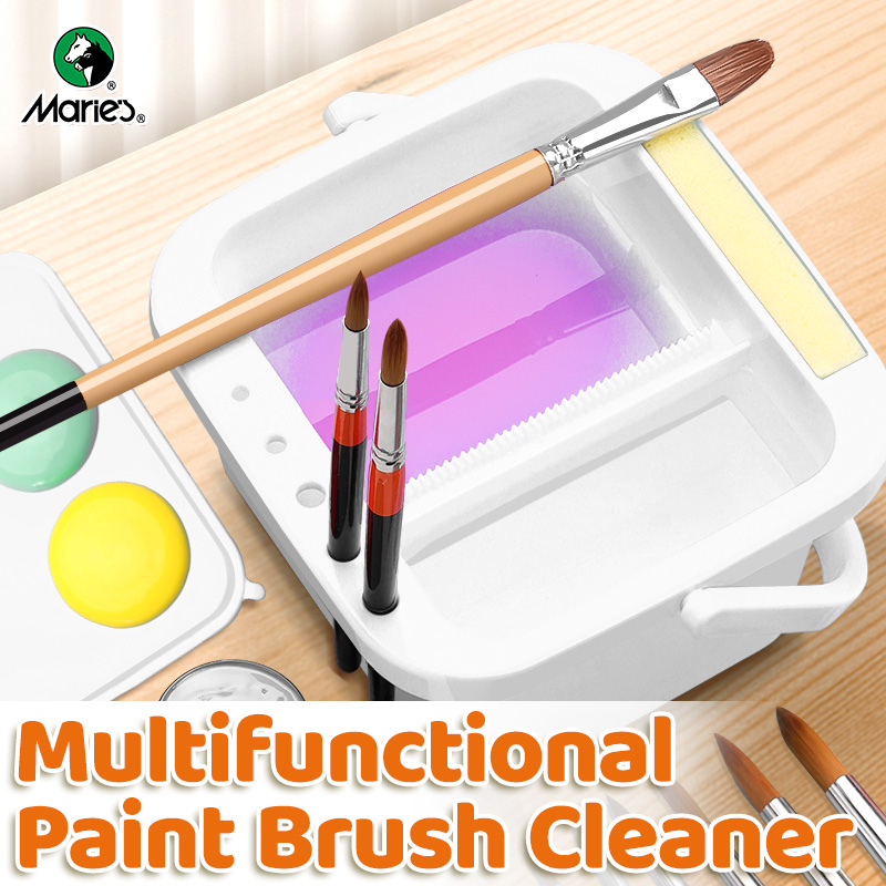 Watercolor Brush Pen - Marie's-ふた付きの白いペイントブラシクリーナーウォッシャー、ペイントウォッシュペンホルダー、水彩画用の多目的ポータブルブラシ洗浄