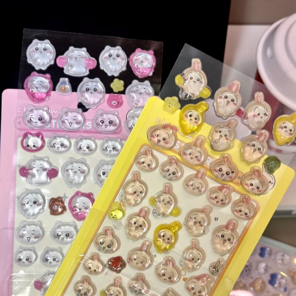 Tv Art And Craft - かわいいちいかわ3DクリスタルエンボスステッカーDIYデコレーションデカール学生ジャーナルスクラップブックアートクラフトオーナメント文房具ギフトおもちゃ
