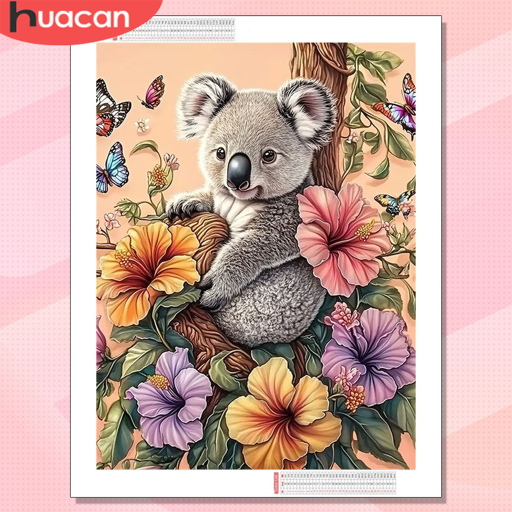 Art Craft Hobbies - HUACAN ダイヤモンドアート コアラ 動物 花 フルキット