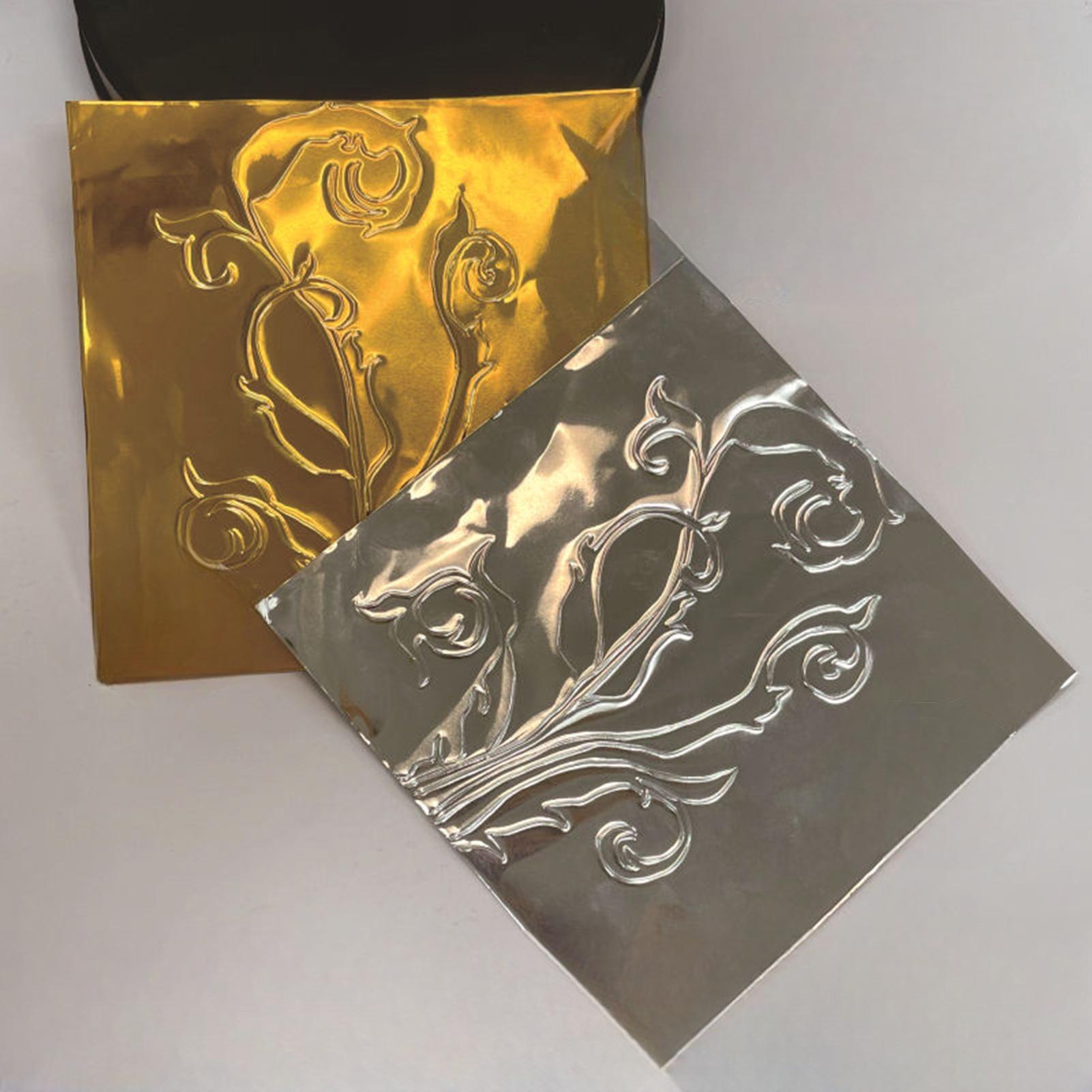 Art Craft Tools - 工芸用箔紙 100 枚光沢のあるアルミニウム金属箔紙アートプロジェクト彫刻ツール絵画爪工芸品