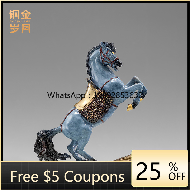 Art Craft Workshop - LYY銅工芸工房 戦馬真鍮製置物 干支馬 金属銅器工芸品 玄関飾り 銅馬ギフト置物