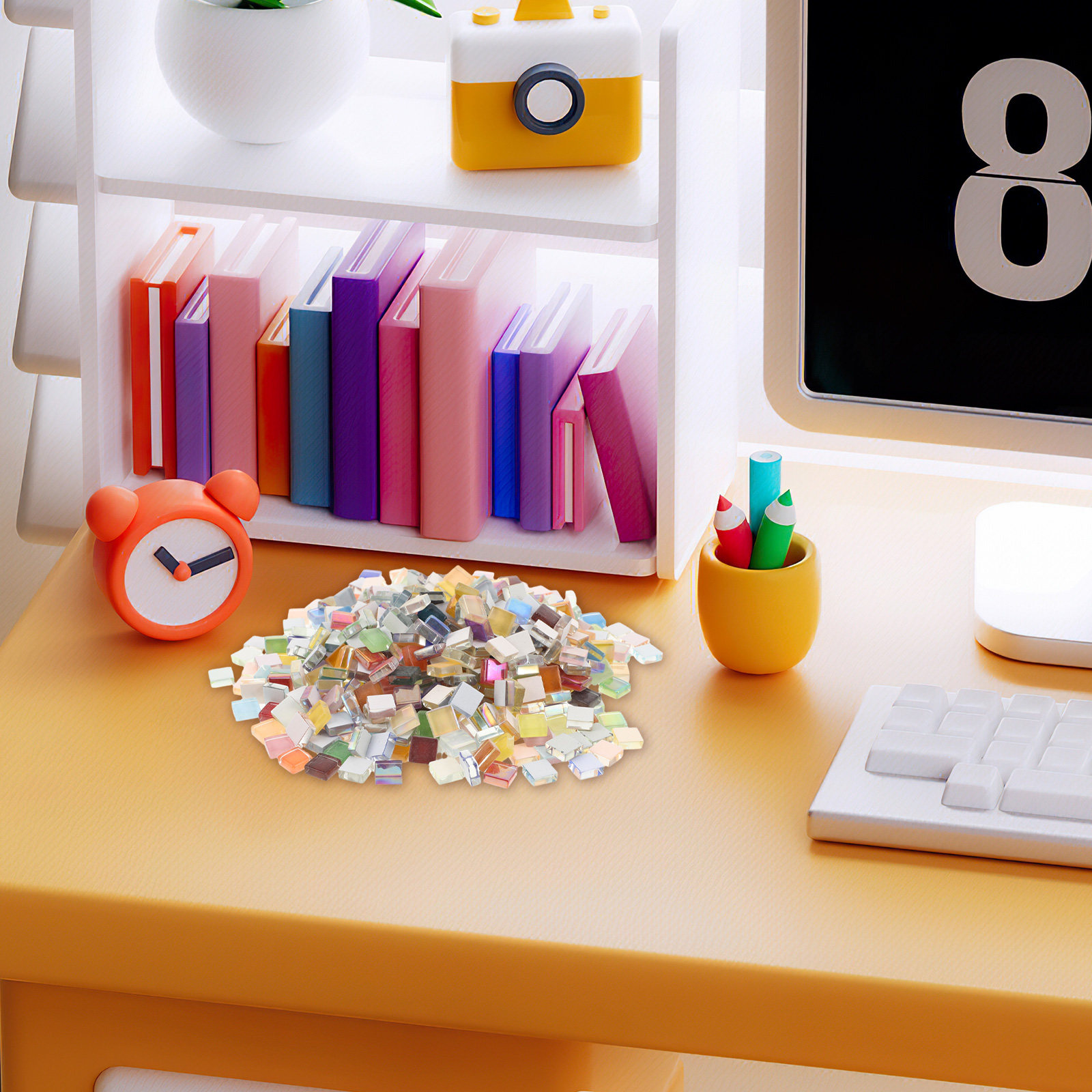 450ピースガラスモザイク材料キット、カラフルなステンドグラ - Art Craft Picture のレビューと価格