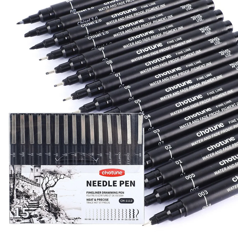 ブラックマイクロペン、15サイズ、防水アーカイブインク、アー - Copic Marker Sketch のレビューと価格