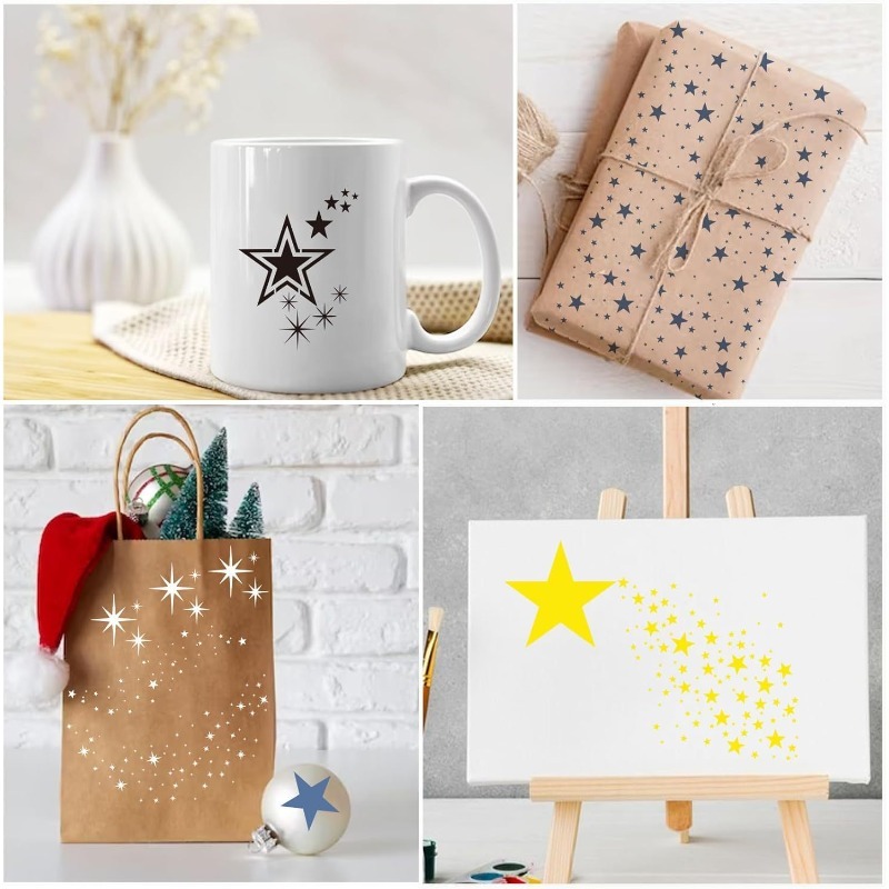 多用途に使える輝く星型ステンシルは、クラフト背景に最適で、D - Art Craft Background のレビューと価格