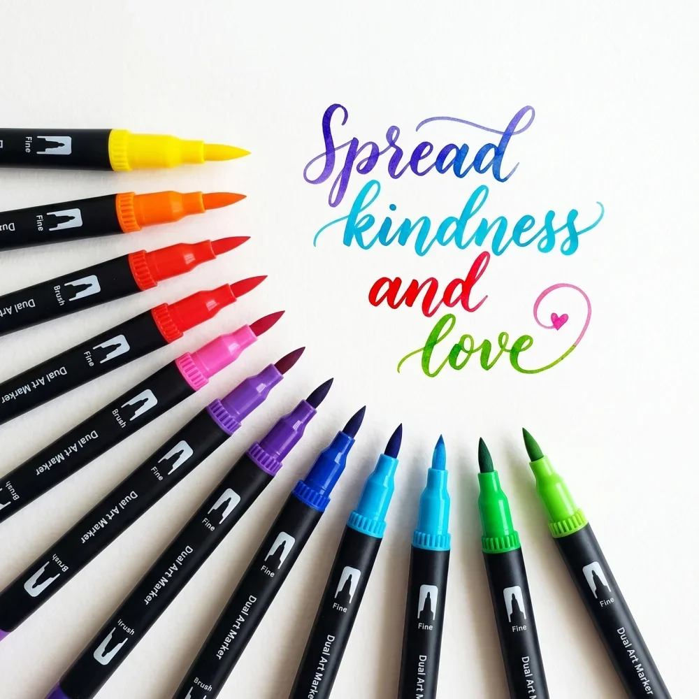 12-60色 デュアルチップブラシと細字マーカー 水性カラー - Watercolor Brush Pen のレビューと価格