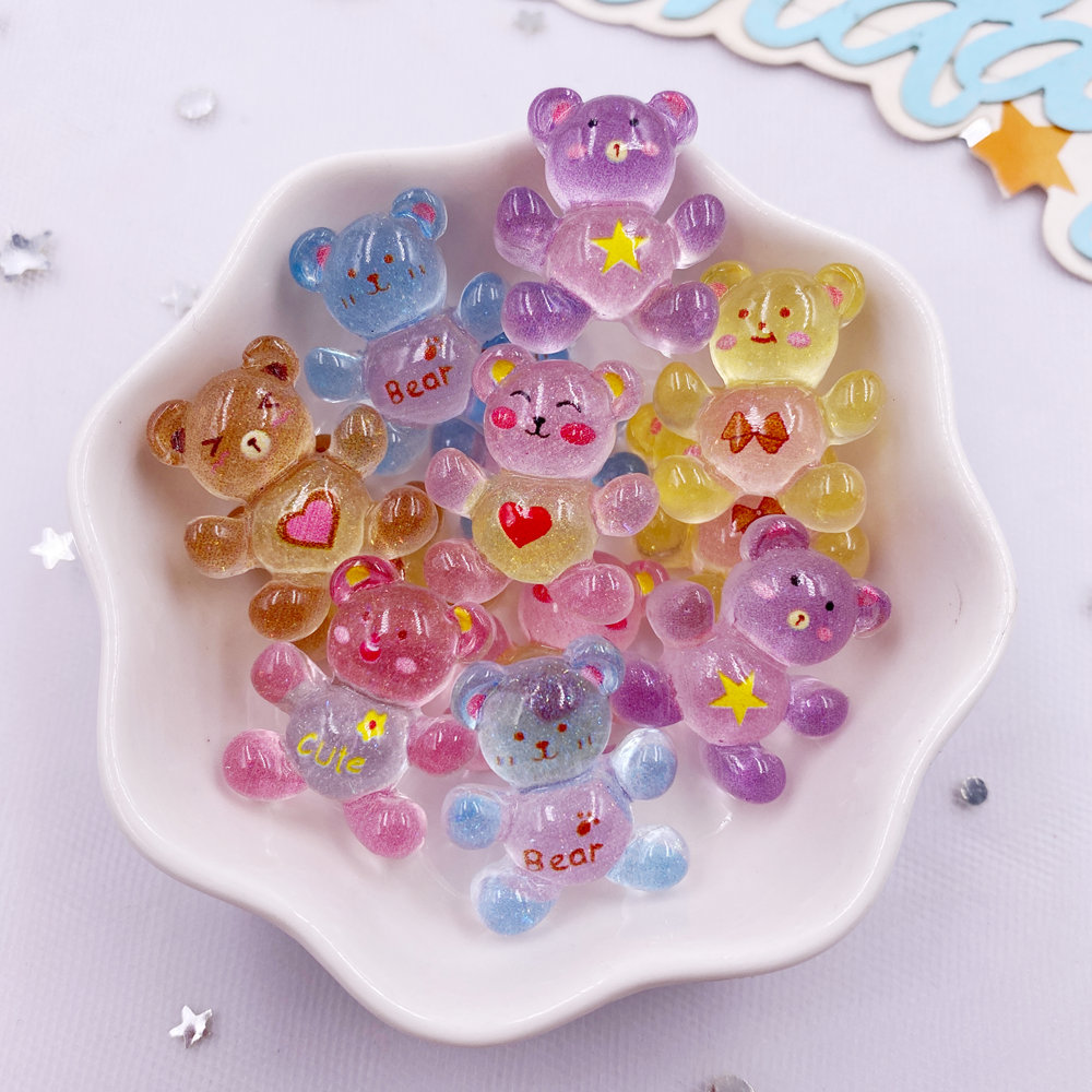 20 個樹脂グリッターかわいいカラフルなミニラブベア置物フラ - Tv Art And Craft のレビューと価格