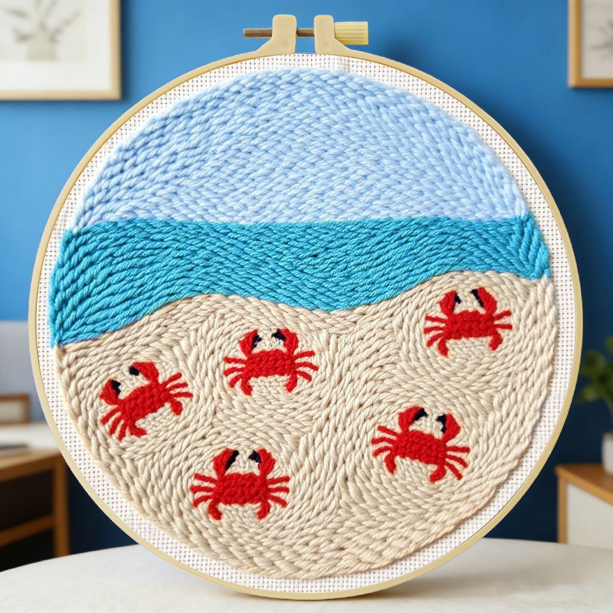20X20CM/7.87インチ 動物 - カニ パンチニード - Punch Needle Kit のレビューと価格