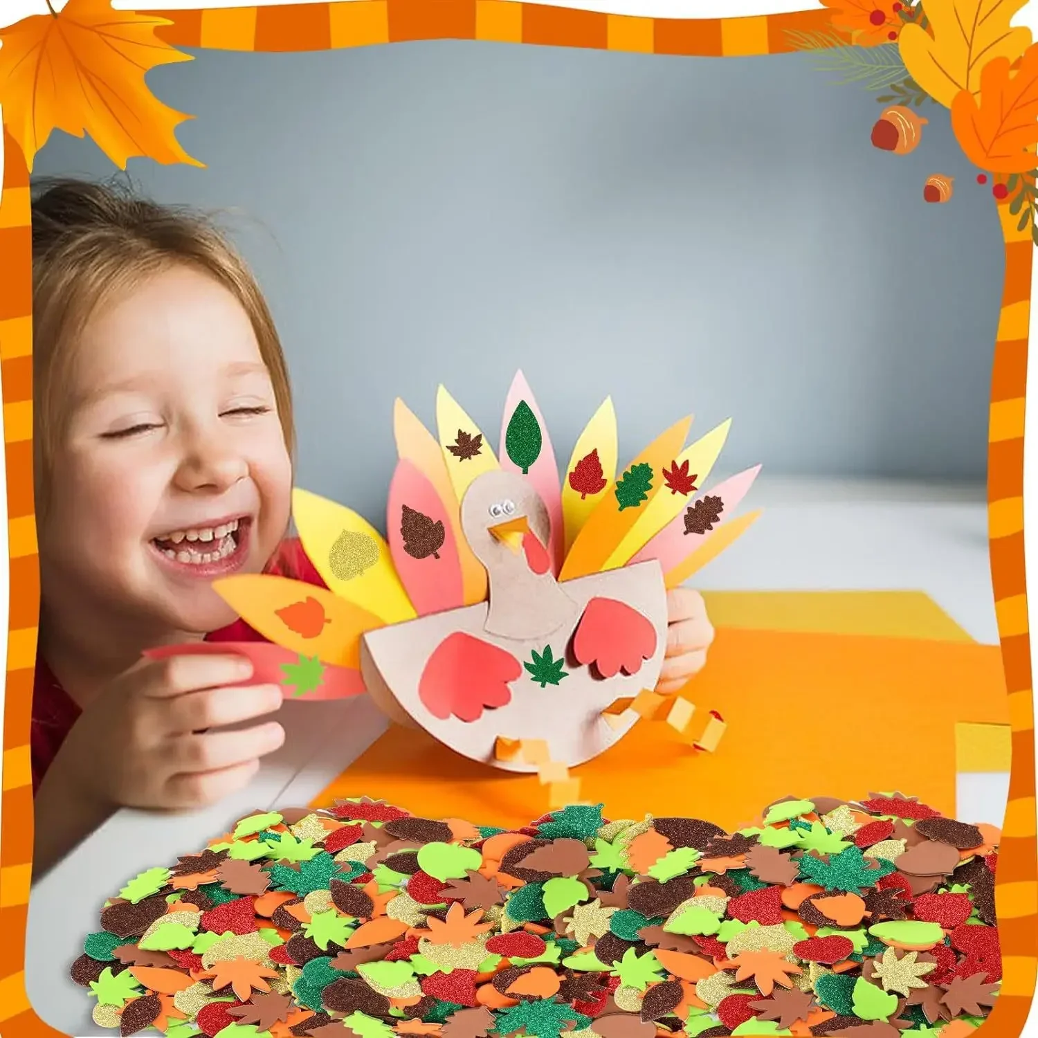 子供のための秋の葉の工芸品,感謝祭の装飾,DIYアートキット - Art Craft Leaves のレビューと価格