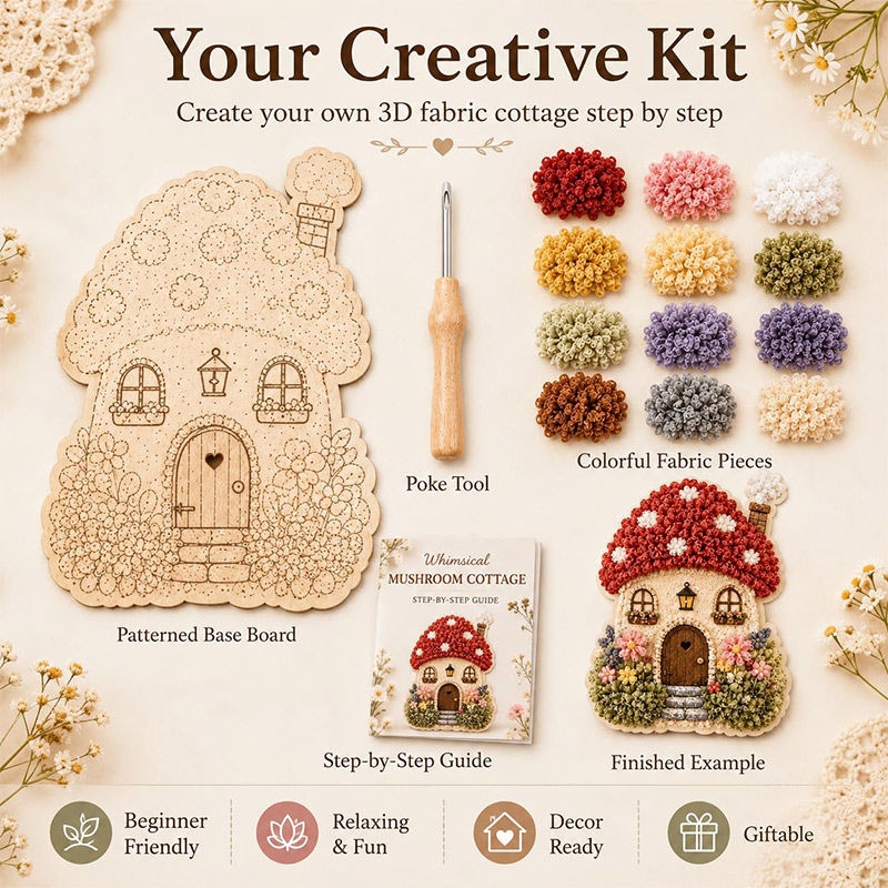3Dマッシュルームハウス ポケアート DIYキット 布製パン - Art Craft Making のレビューと価格