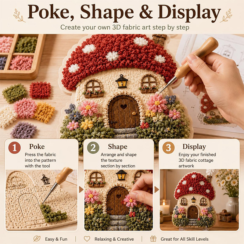 3Dマッシュルームハウス ポケアート DIYキット 布製パン - Art Craft Making のレビューと価格
