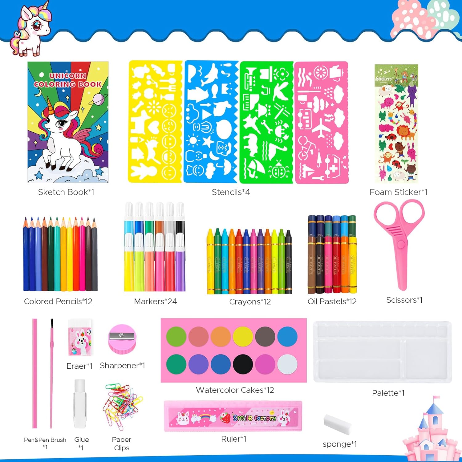 子供向け塗り絵セット、クレヨン、色鉛筆、マーカー、スケッチブ - Watercolor Brush Pen のレビューと価格
