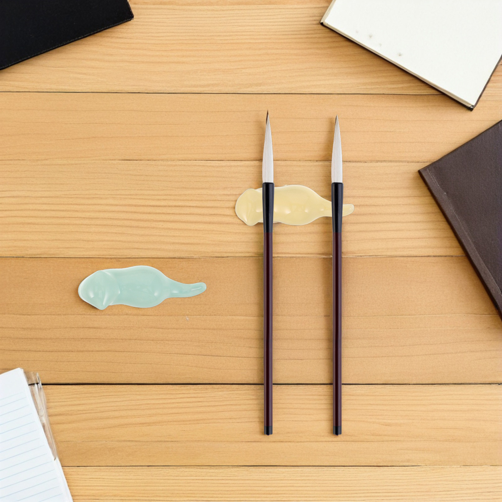 6 個の磁器書道ブラシレスト猫の形のセラミック絵画ホルダーデ - Watercolor Brush Pen のレビューと価格