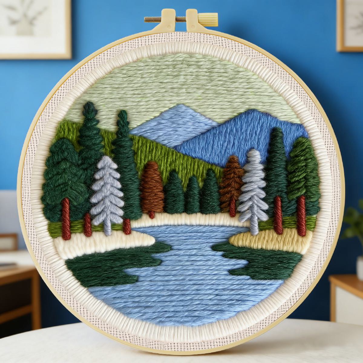 20X20CM/7.87インチ 風景画 パンチニードル刺繍セ - Punch Needle Kit のレビューと価格