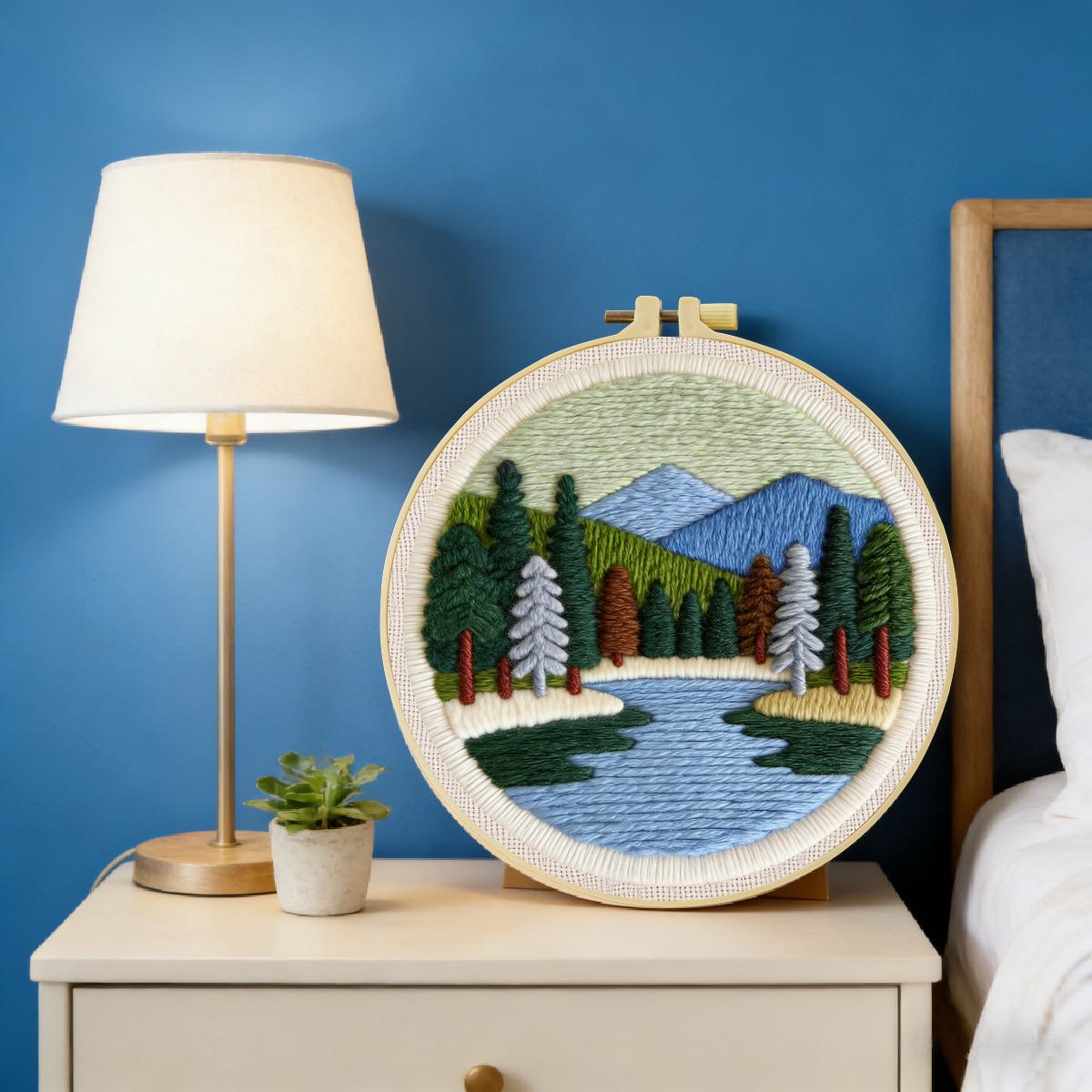 20X20CM/7.87インチ 風景画 パンチニードル刺繍セ - Punch Needle Kit のレビューと価格