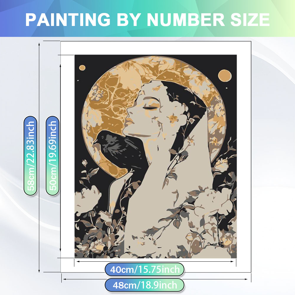 HUACAN DIY油絵 数字塗り絵 女性の肖像画 油絵 月 - Art Craft Picture のレビューと価格