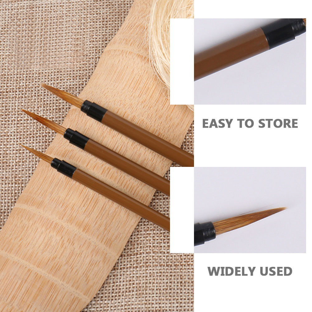 3本セット ウルフヘアライン描画ペン 木製ハンドル 人間工学 - Watercolor Brush Pen のレビューと価格