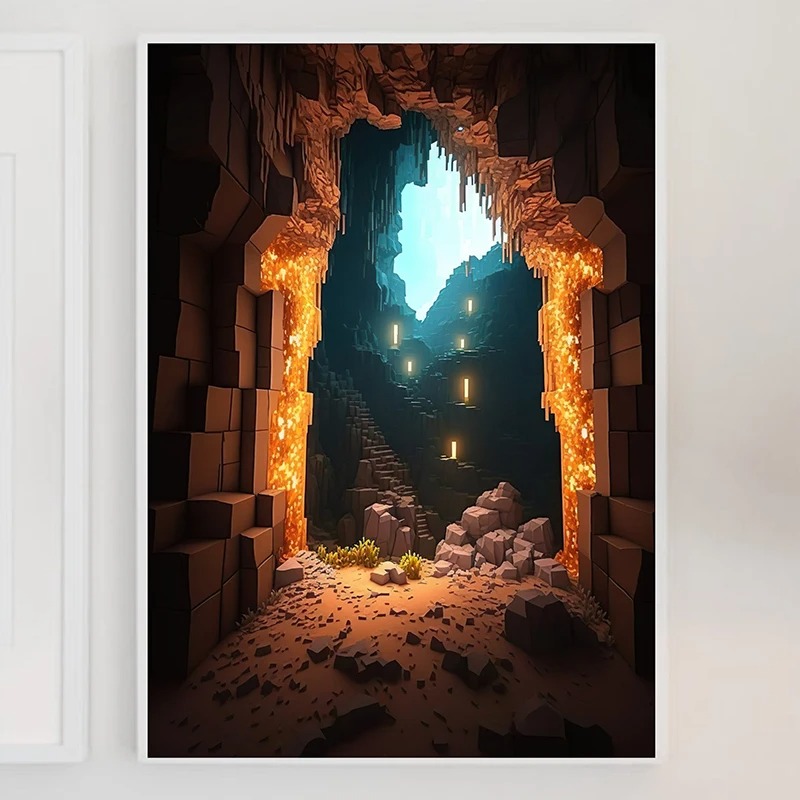 M-Minecraft ポスター鉱山ゲームピクセルクラフト風 - Art Craft Game のレビューと価格