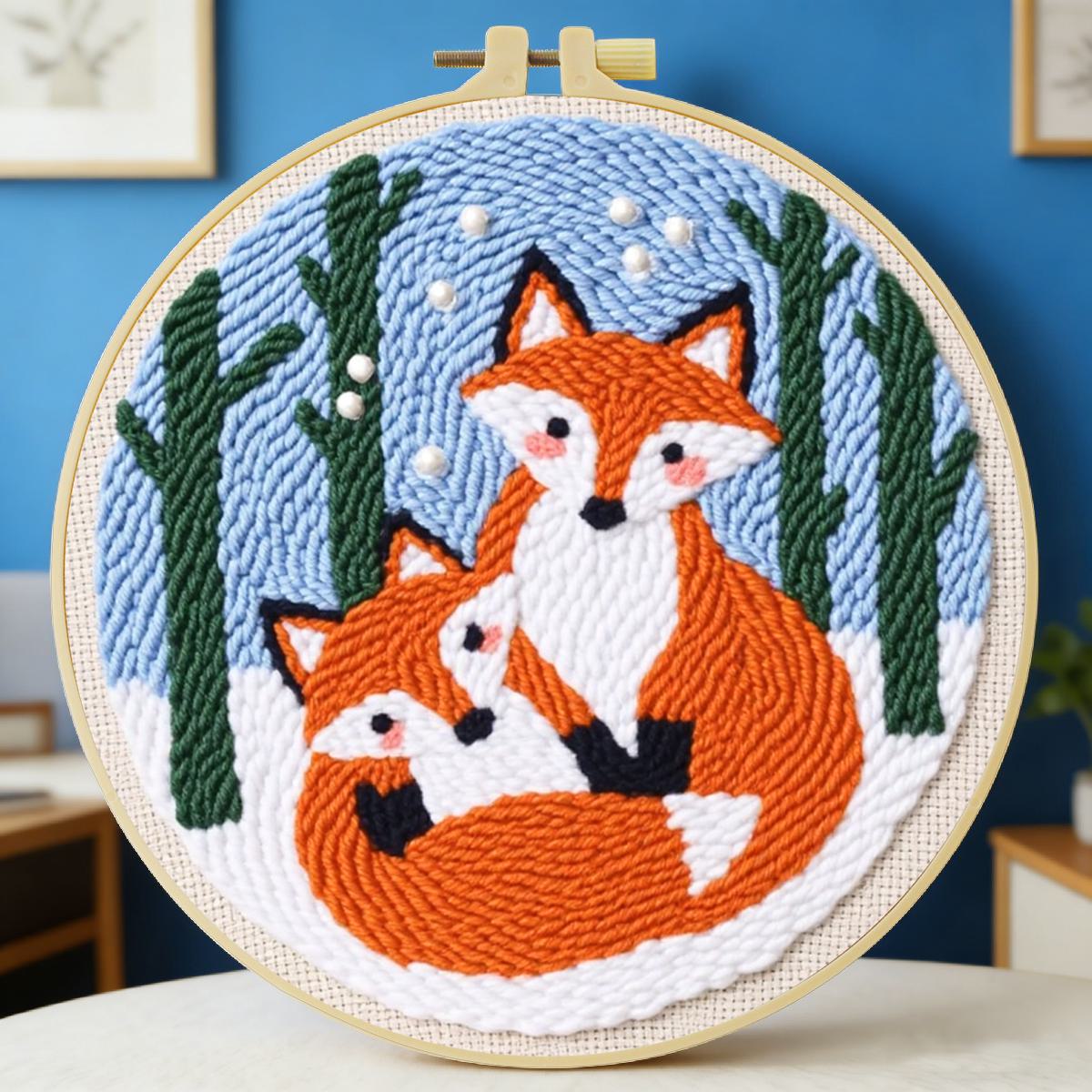 20X20CM/7.87インチ 動物 - キツネ パンチニー - Punch Needle Kit のレビューと価格