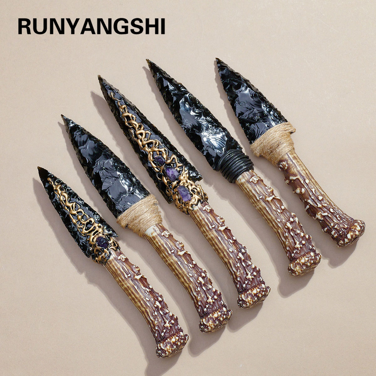 1PC クリスタル黒曜石モデル |   天然石模型刀 |   - Art Craft Knife のレビューと価格