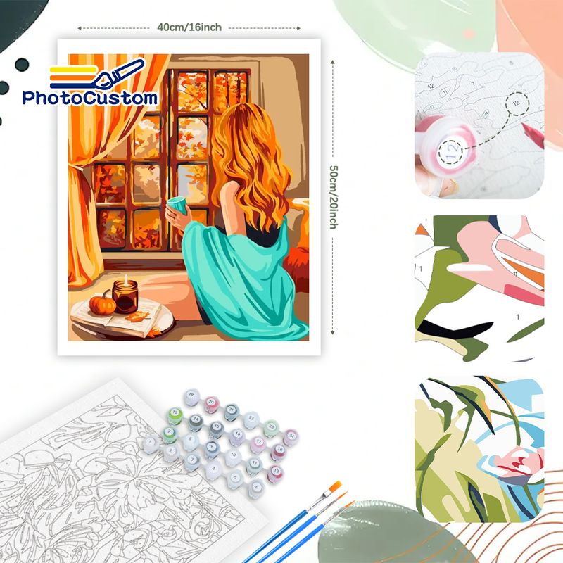 フォトカスタム ブロンドの女の子 数字で描く絵画 ウォールア - Art Craft Picture のレビューと価格